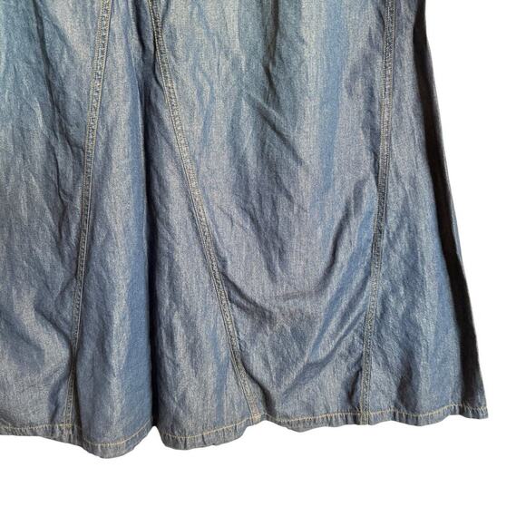 Vintage Y2 Bianchi Sz12 Denim Maki Skirt Boho Western Flowy Flared Spring Summer - Picture 10 of 13